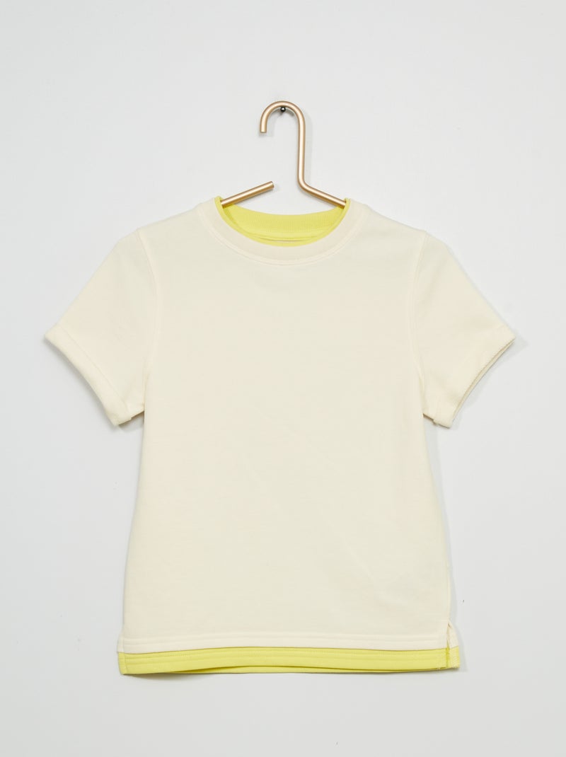 T-shirt em moletão com pormenores contrastantes BEGE - Kiabi