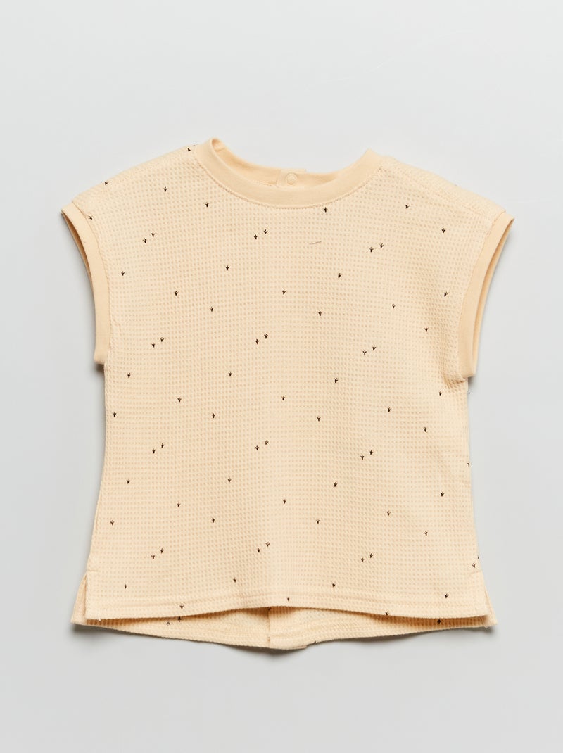 T-shirt em ninho de abelha BEGE - Kiabi
