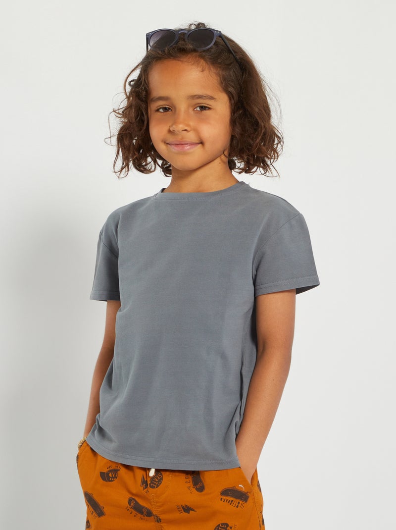 T-shirt em piqué de algodão AZUL - Kiabi