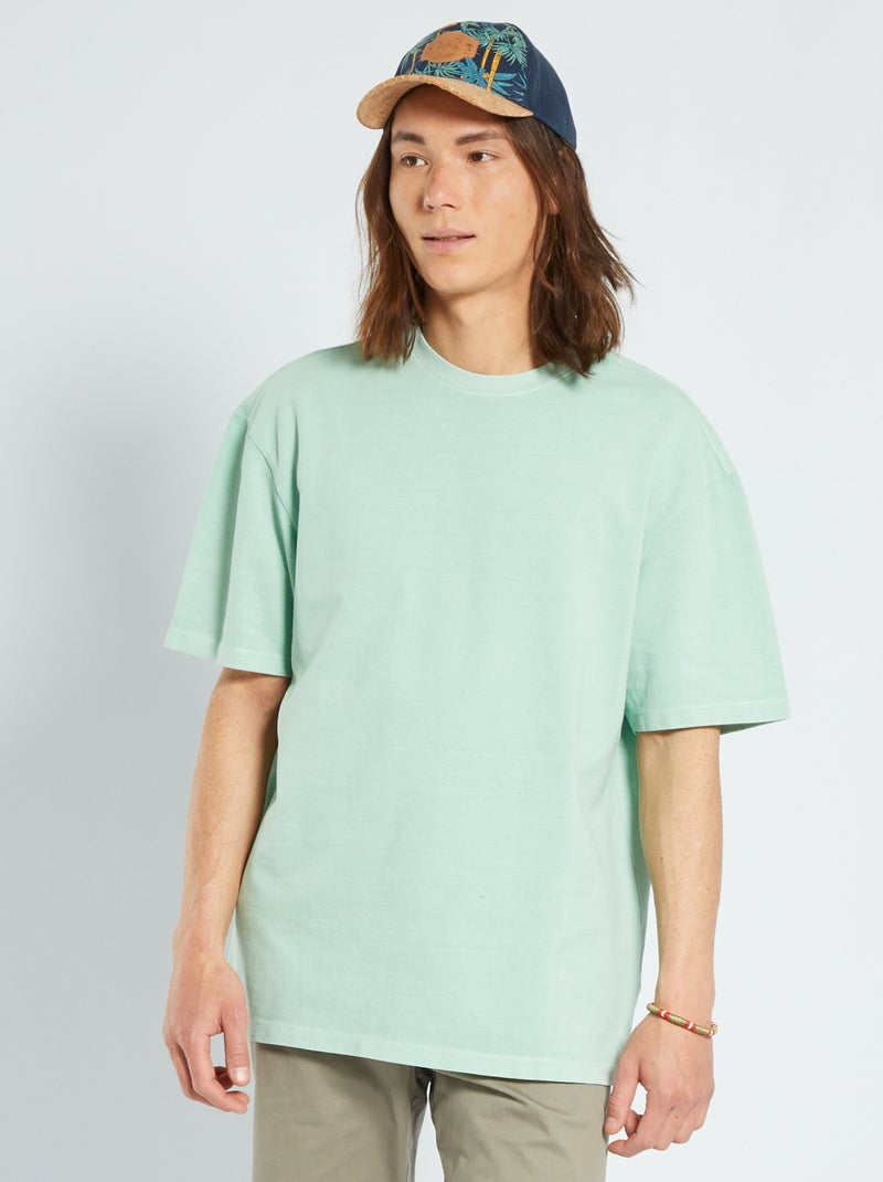 T-shirt em piqué de algodão Azul - Kiabi