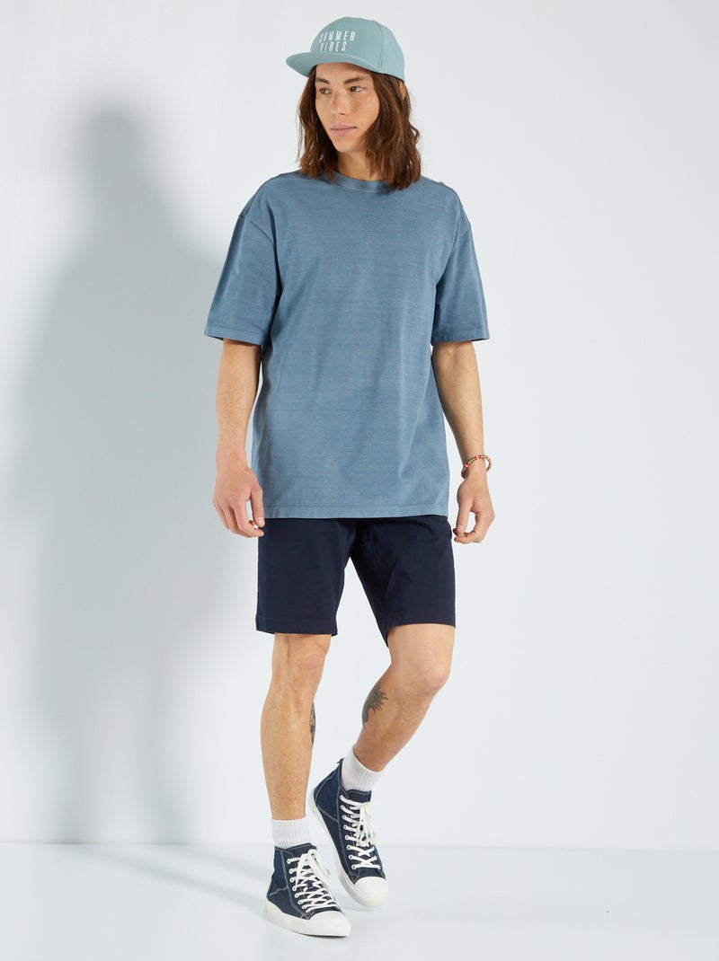 T-shirt em piqué de algodão AZUL - Kiabi