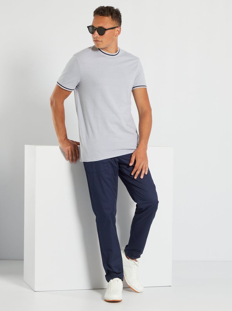 T-shirt em piqué de algodão AZUL - Kiabi