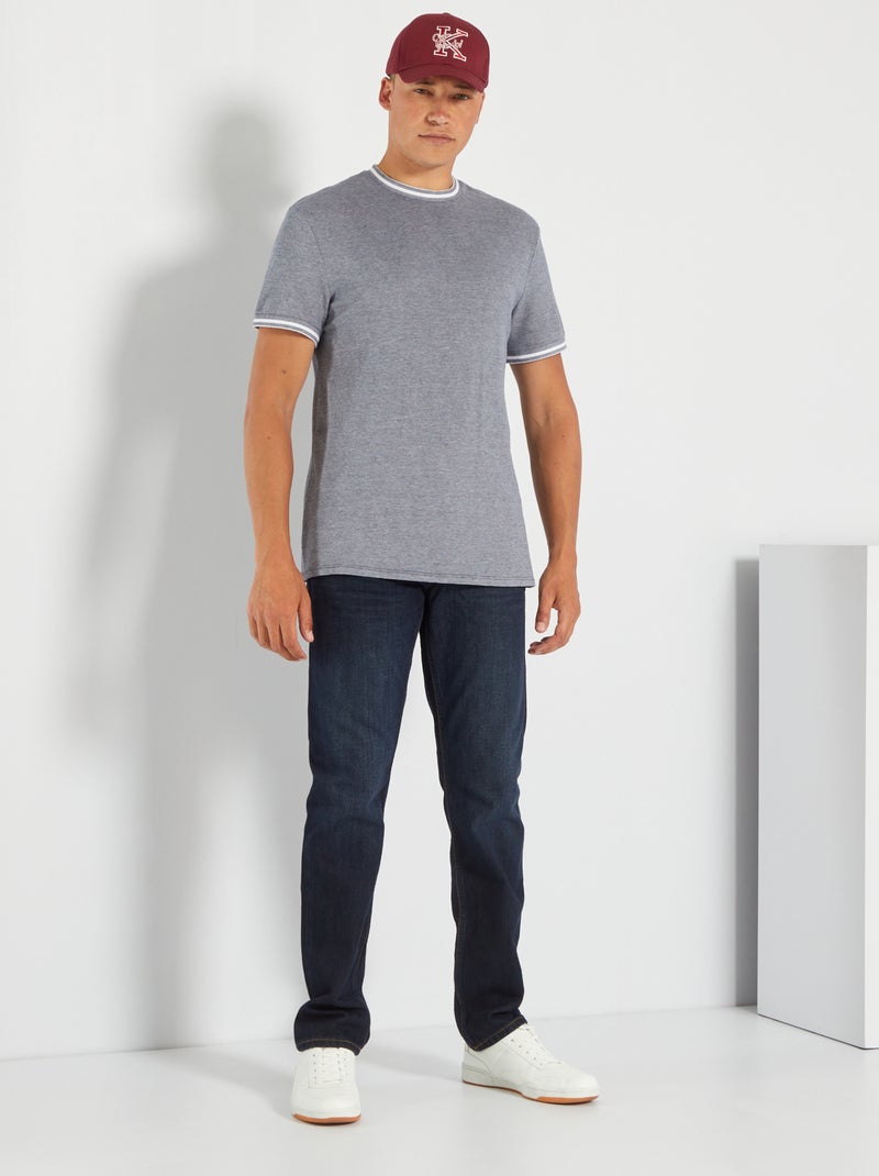 T-shirt em piqué de algodão AZUL - Kiabi