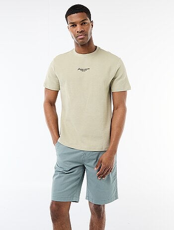 T-shirt em piqué de algodão com mangas curtas