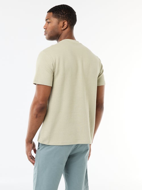 T-shirt em piqué de algodão com mangas curtas - Kiabi