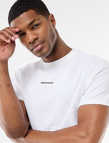 T-shirt em piqué de algodão com mangas curtas