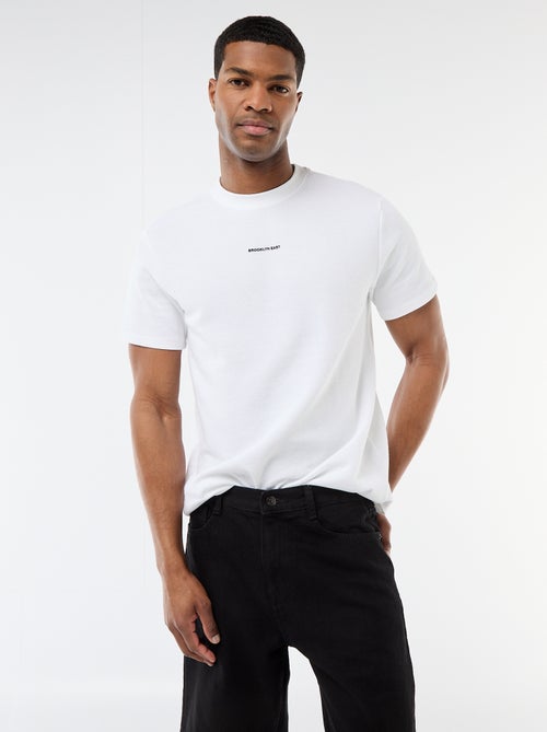 T-shirt em piqué de algodão com mangas curtas - Kiabi