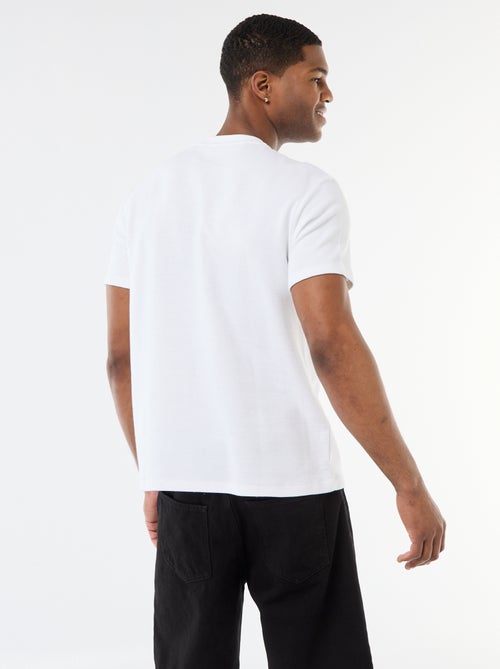 T-shirt em piqué de algodão com mangas curtas - Kiabi