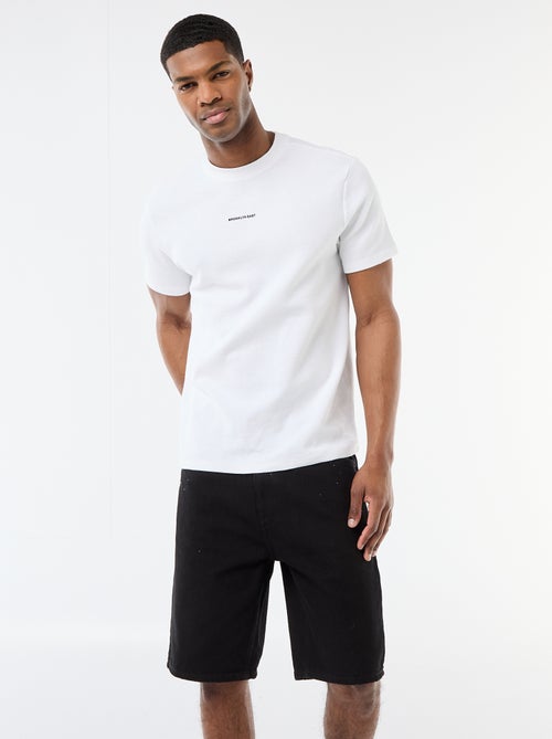 T-shirt em piqué de algodão com mangas curtas - Kiabi