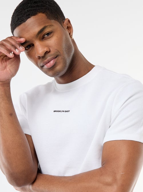 T-shirt em piqué de algodão com mangas curtas - Kiabi