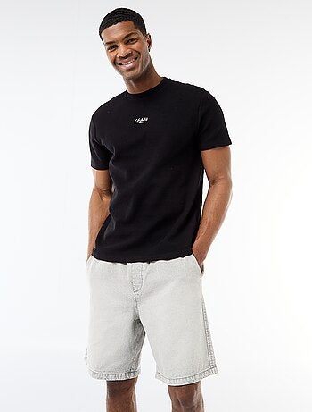 T-shirt em piqué de algodão com mangas curtas