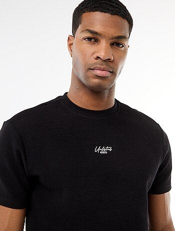 T-shirt em piqué de algodão com mangas curtas