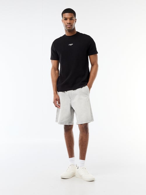T-shirt em piqué de algodão com mangas curtas - Kiabi