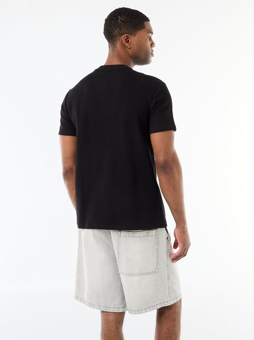T-shirt em piqué de algodão com mangas curtas - Kiabi