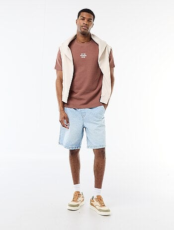 T-shirt em piqué de algodão com mangas curtas