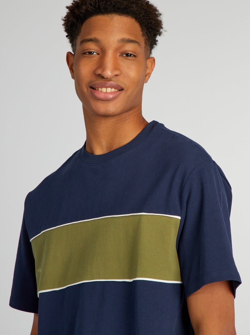 T-shirt em piqué de algodão (+ de 1,90 m) Verde - Kiabi