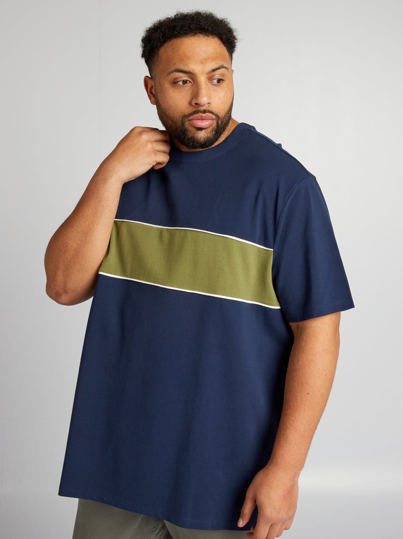 T-shirt em piqué de algodão Verde - Kiabi