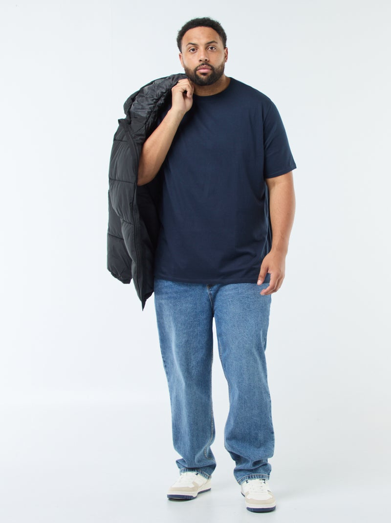 T-shirt em puro algodão Azul Marinho - Kiabi