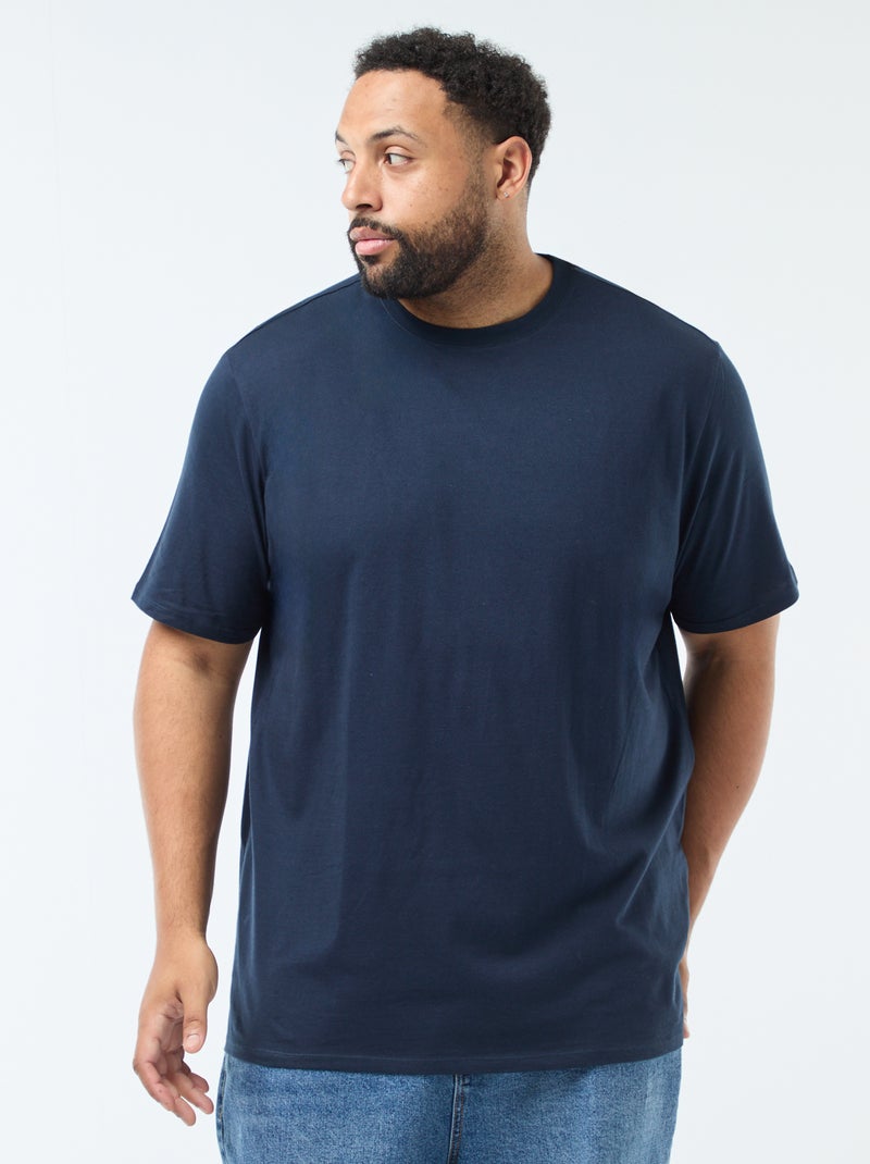 T-shirt em puro algodão Azul Marinho - Kiabi