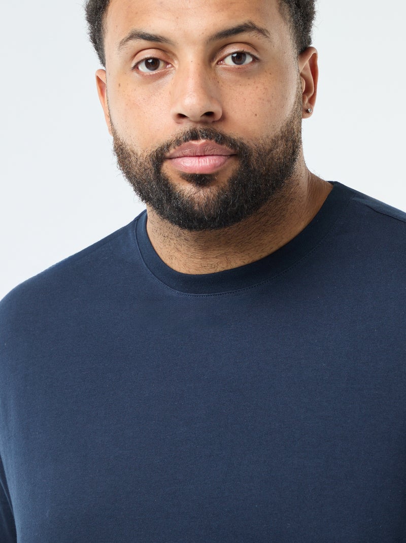 T-shirt em puro algodão Azul Marinho - Kiabi