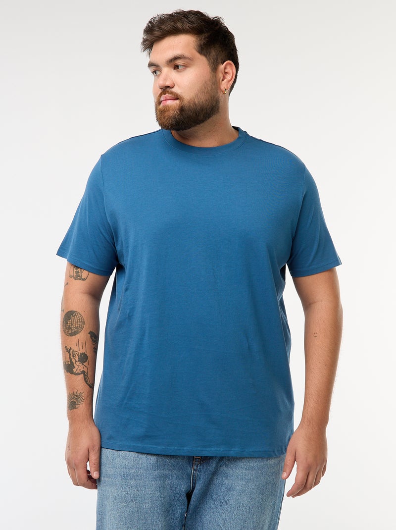 T-shirt em puro algodão Azul - Kiabi