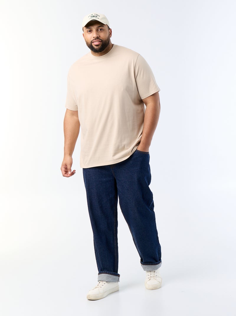 T-shirt em puro algodão Bege - Kiabi