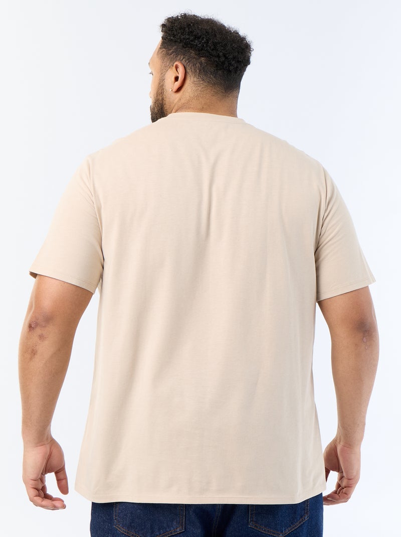 T-shirt em puro algodão Bege - Kiabi