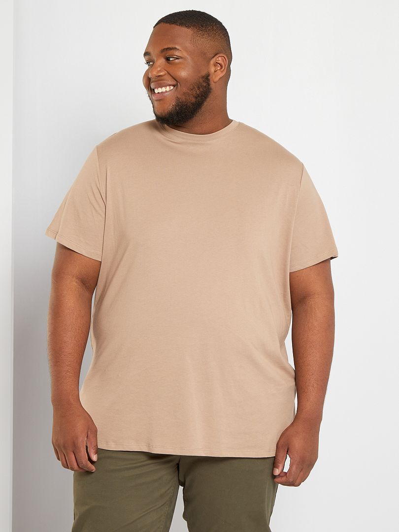 T-shirt em puro algodão BEGE - Kiabi