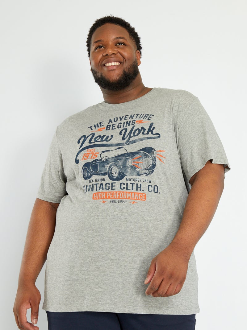 T-shirt em puro algodão Cinza Mesclado - Kiabi