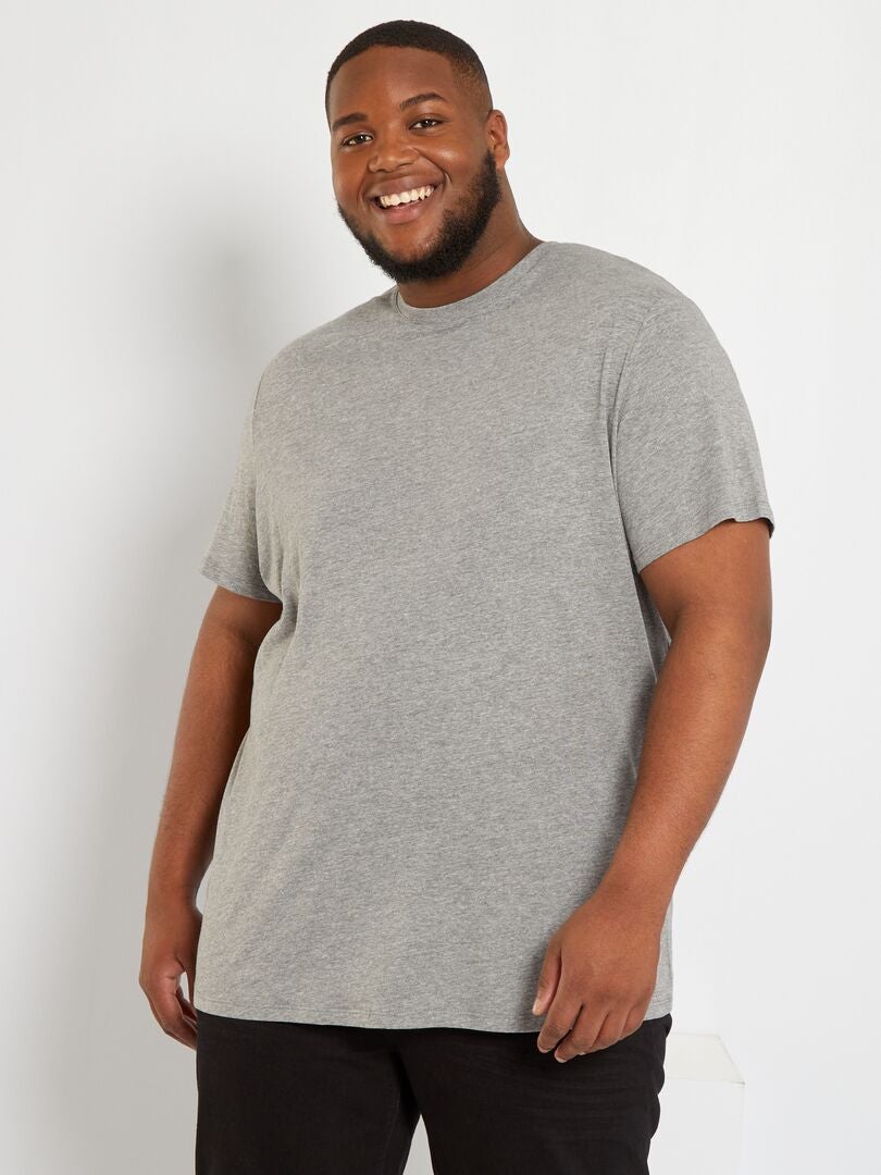 T-shirt em puro algodão cinza - Kiabi