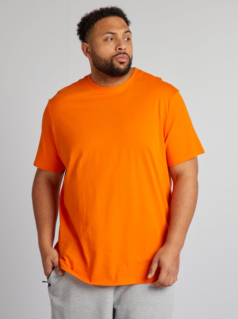 T-shirt em puro algodão Laranja - Kiabi