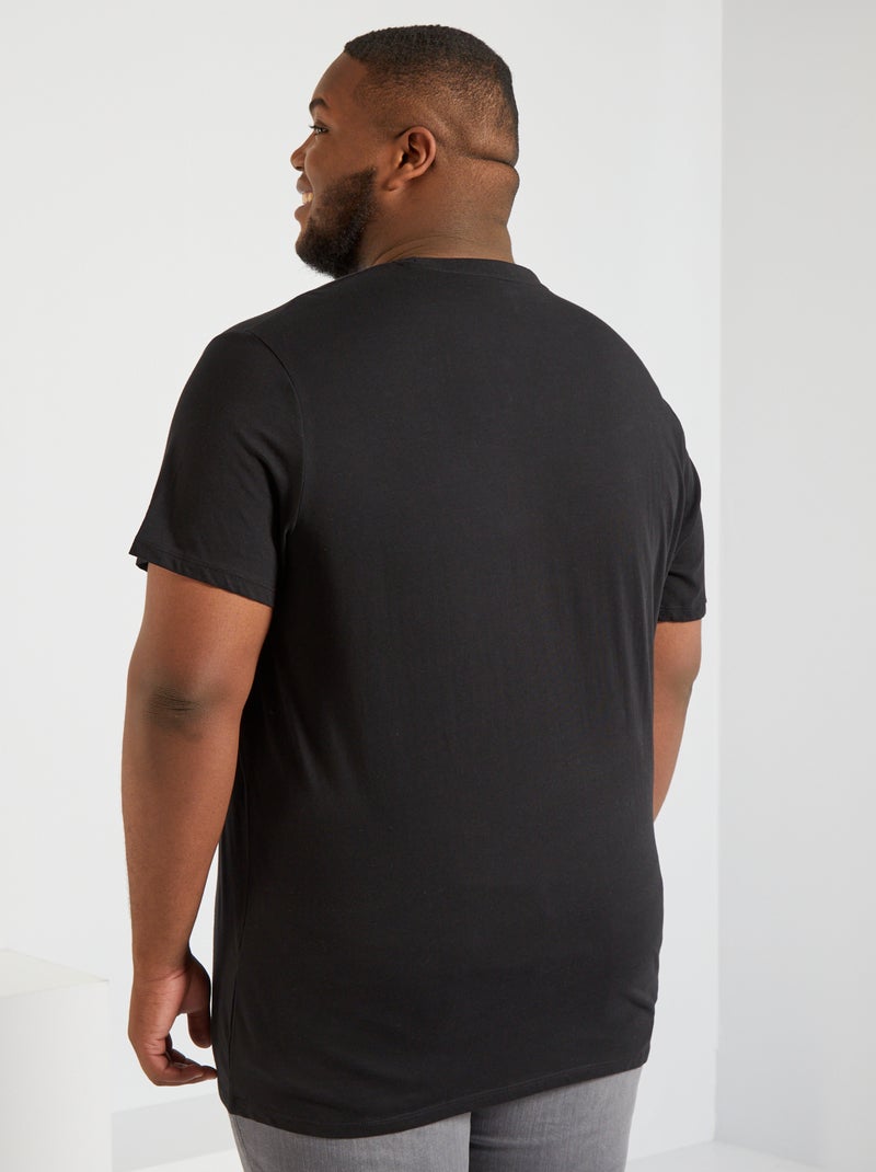 T-shirt em puro algodão Preto - Kiabi