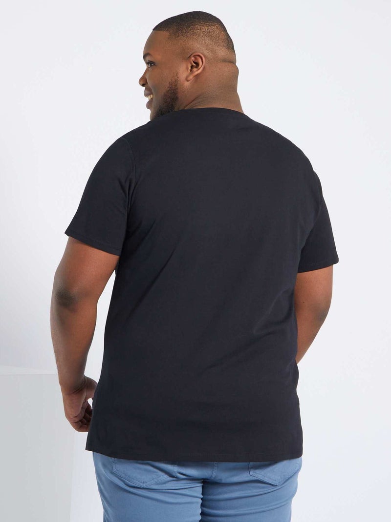 T-shirt em puro algodão Preto - Kiabi