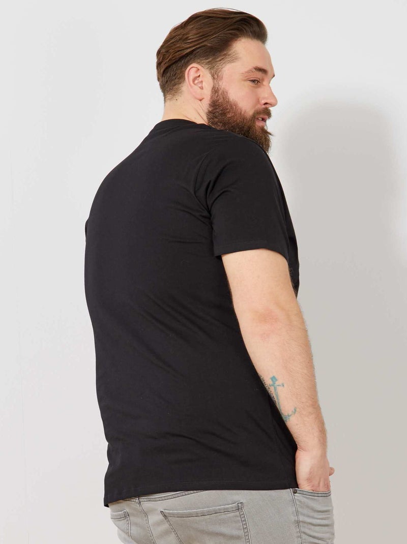 T-shirt em puro algodão Preto - Kiabi