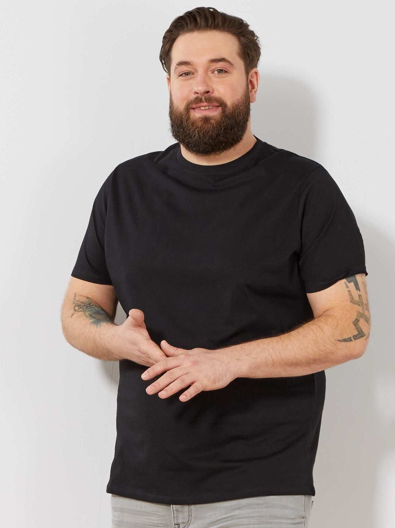 T-shirt em puro algodão Preto - Kiabi