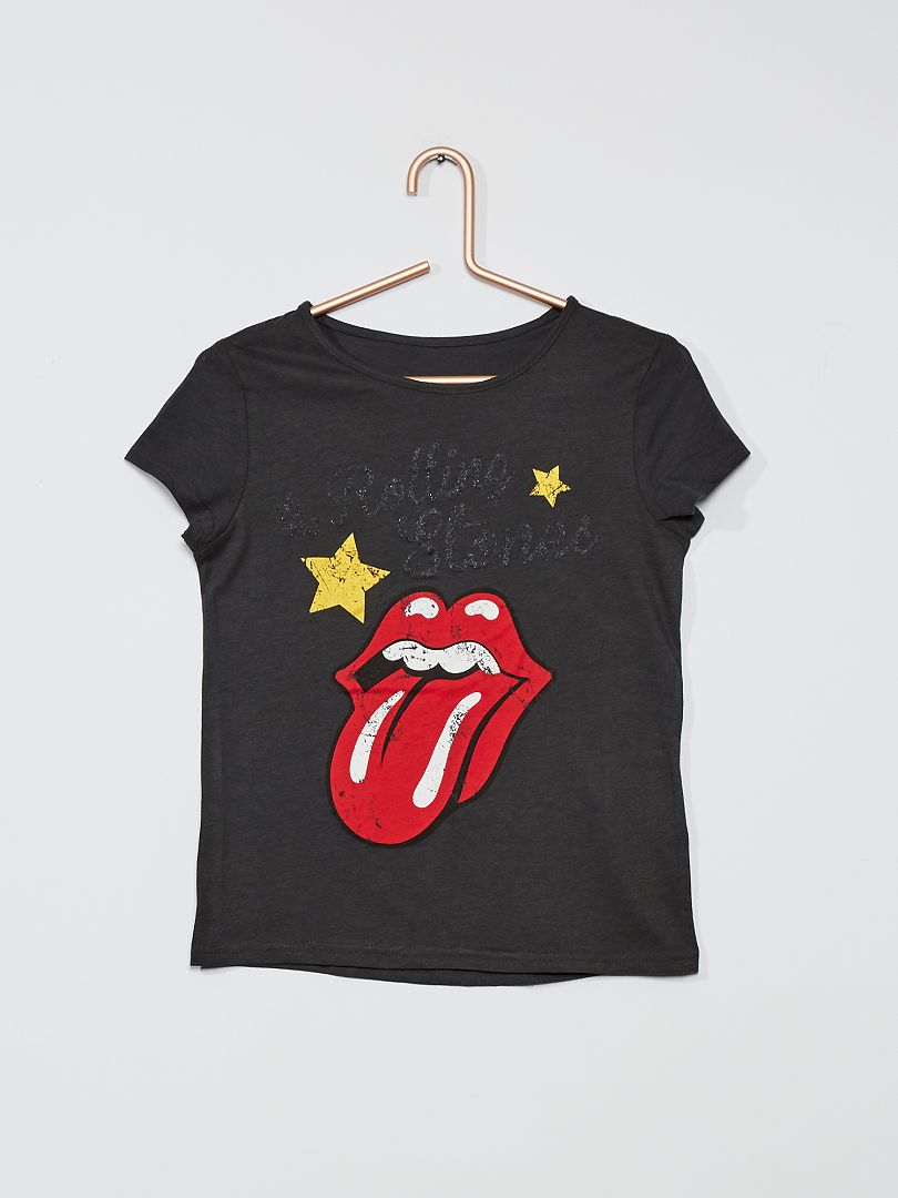 T-shirt em puro algodão 'Rolling Stones' Cinza Escuro - Kiabi
