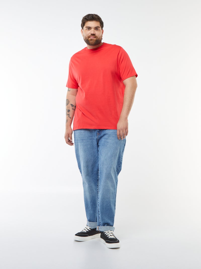 T-shirt em puro algodão Vermelho - Kiabi