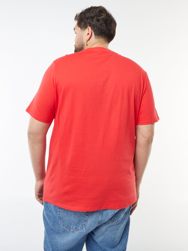 T-shirt em puro algodão Vermelho - Kiabi