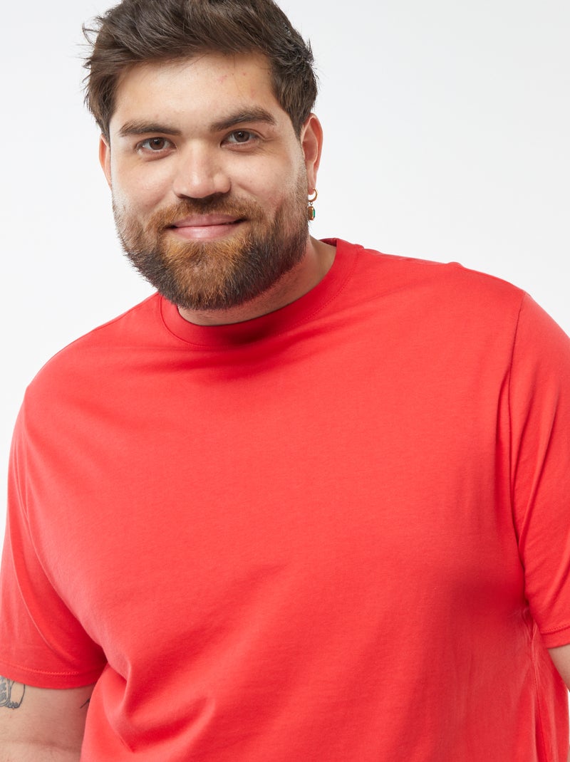 T-shirt em puro algodão Vermelho - Kiabi