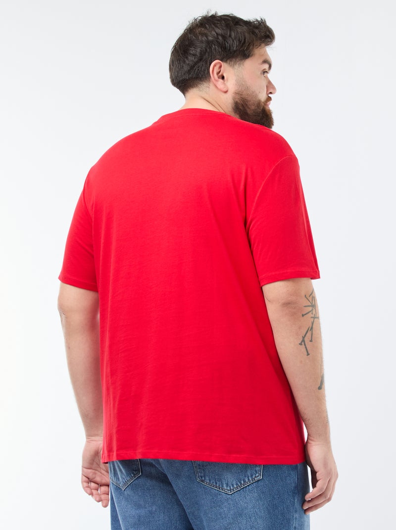 T-shirt em puro algodão Vermelho - Kiabi