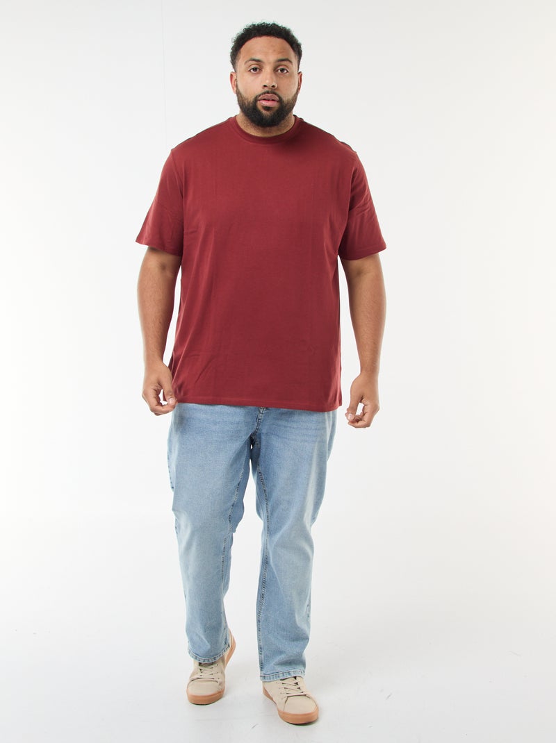 T-shirt em puro algodão Vermelho - Kiabi