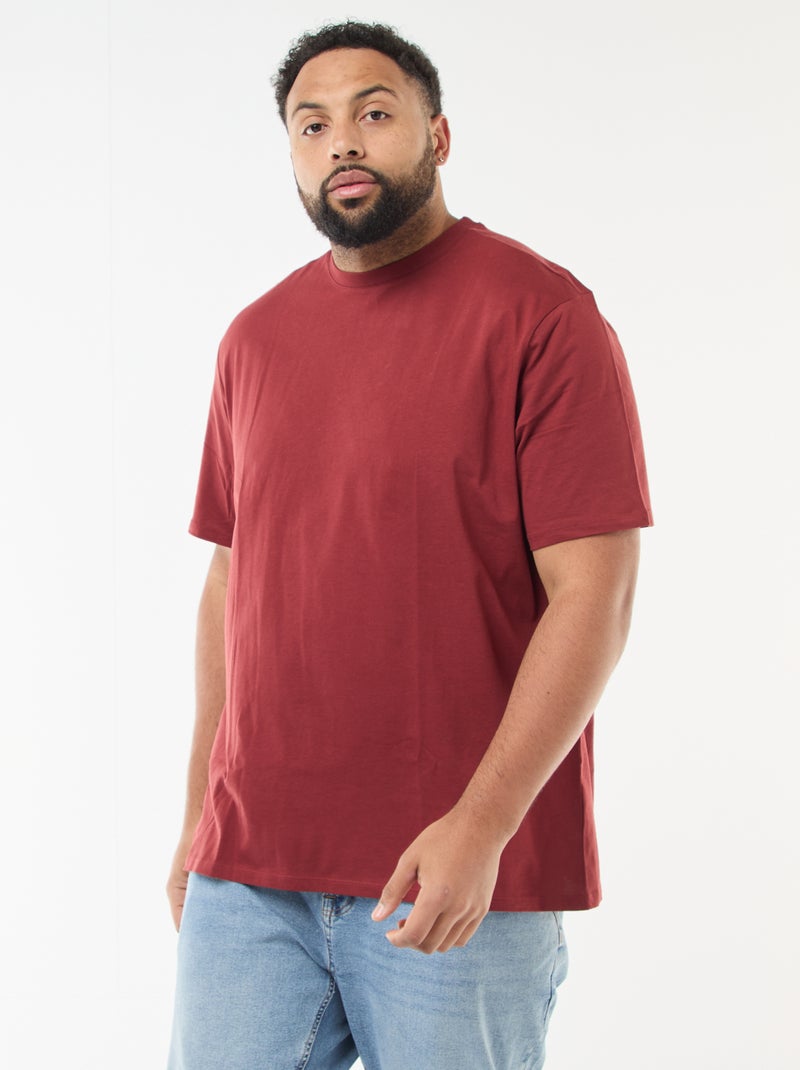 T-shirt em puro algodão Vermelho - Kiabi