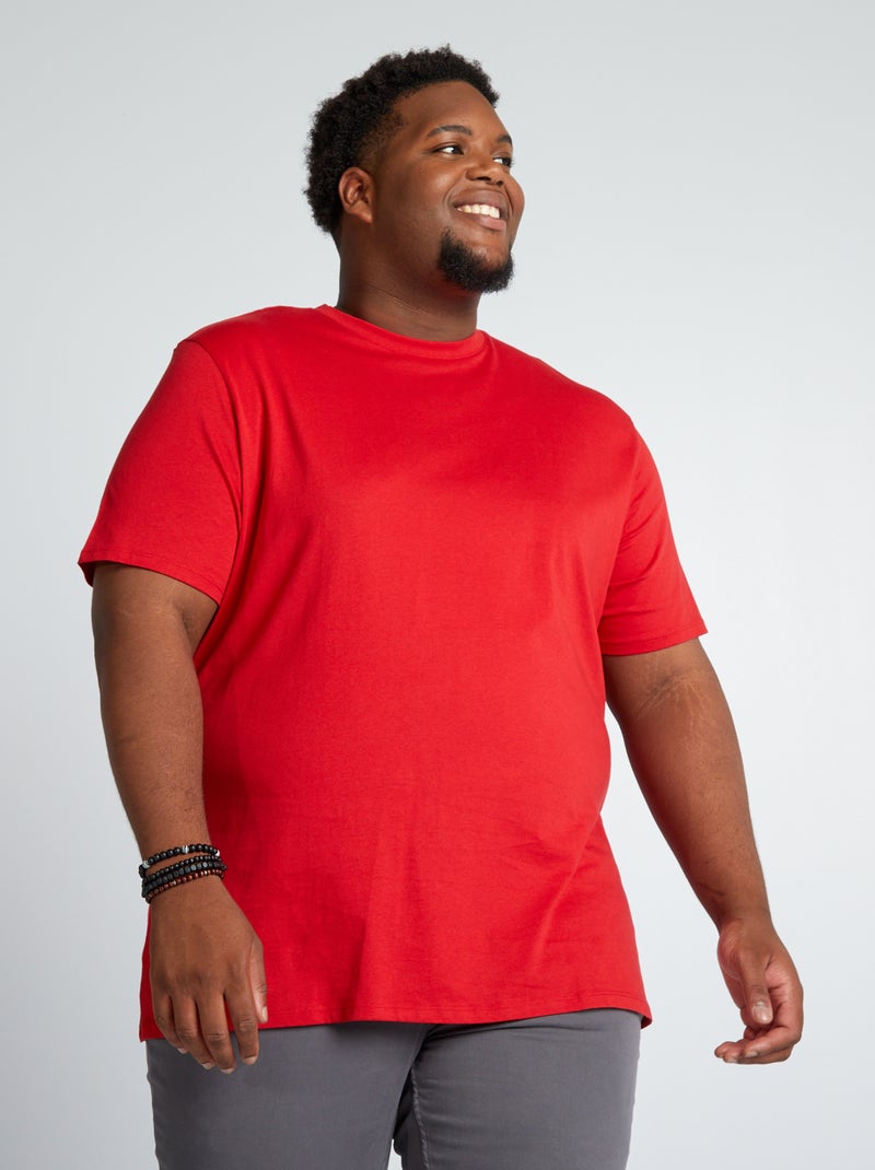 T-shirt em puro algodão VERMELHO - Kiabi