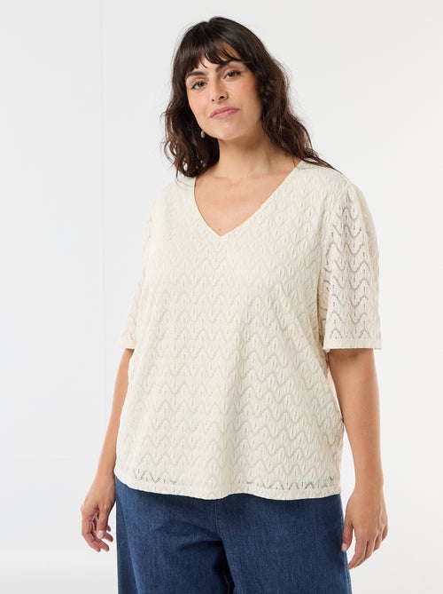 T-shirt em renda vazada - Kiabi