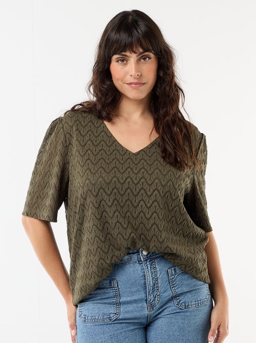 T-shirt em renda vazada - Kiabi