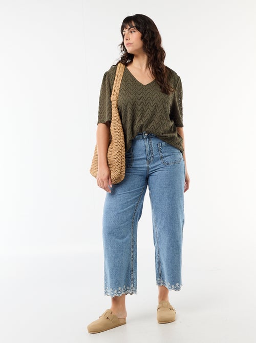 T-shirt em renda vazada - Kiabi