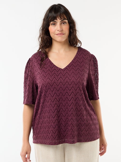 T-shirt em renda vazada - Kiabi