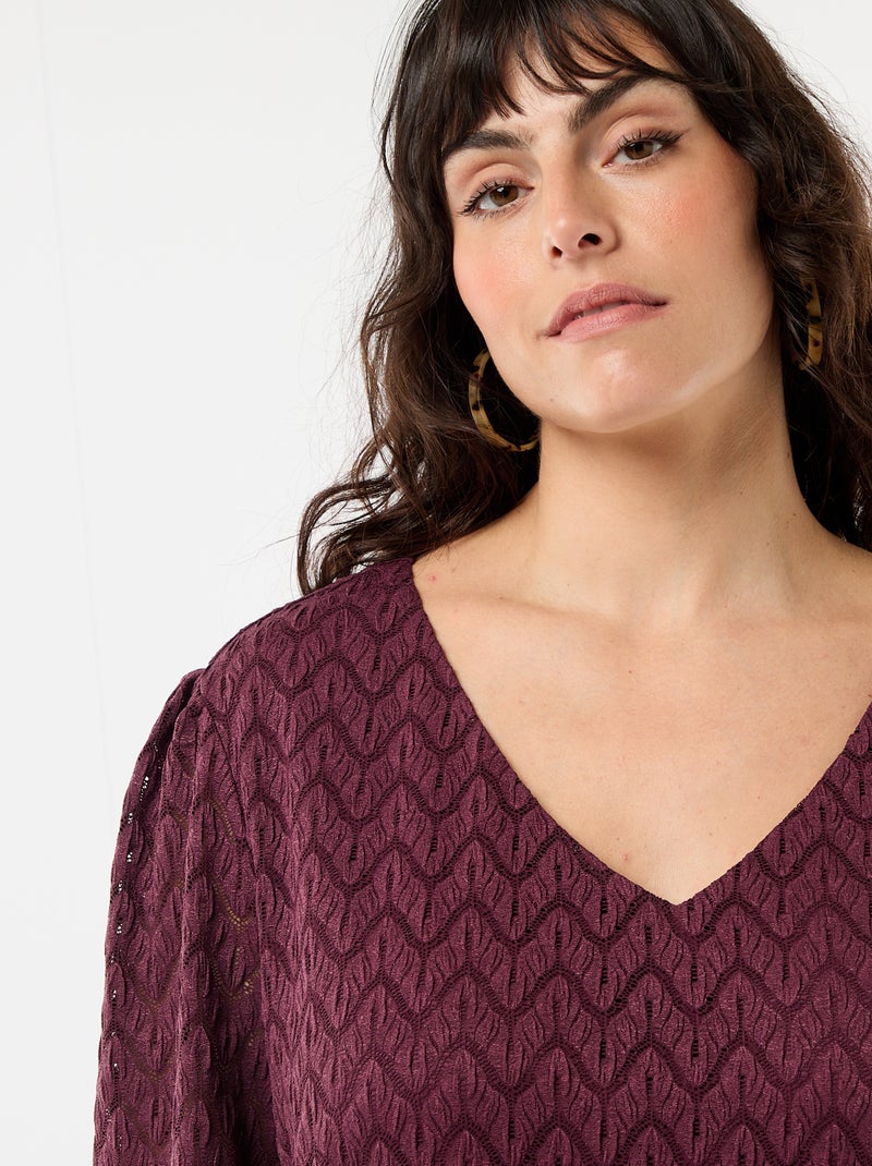 T-shirt em renda vazada Rosa - Kiabi