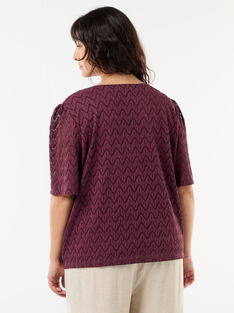 T-shirt em renda vazada Rosa - Kiabi