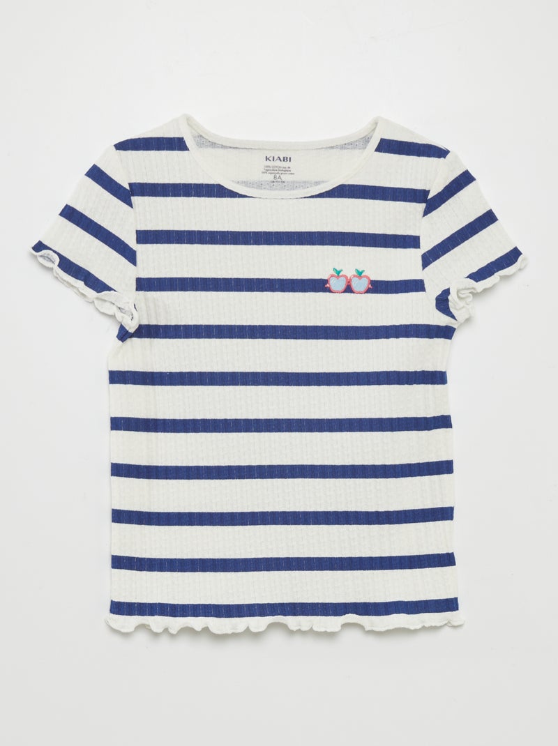 T-shirt em tecido gofrado AZUL - Kiabi